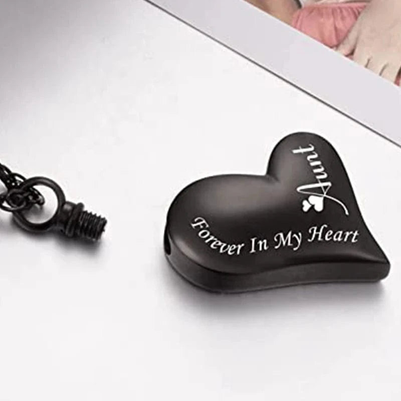 Forever in My Heart - Urn Necklace for Ashes Cremation Pendant Stainless Steel Ashes Jewelry Gift for Dad Mom Papa Husband Wife