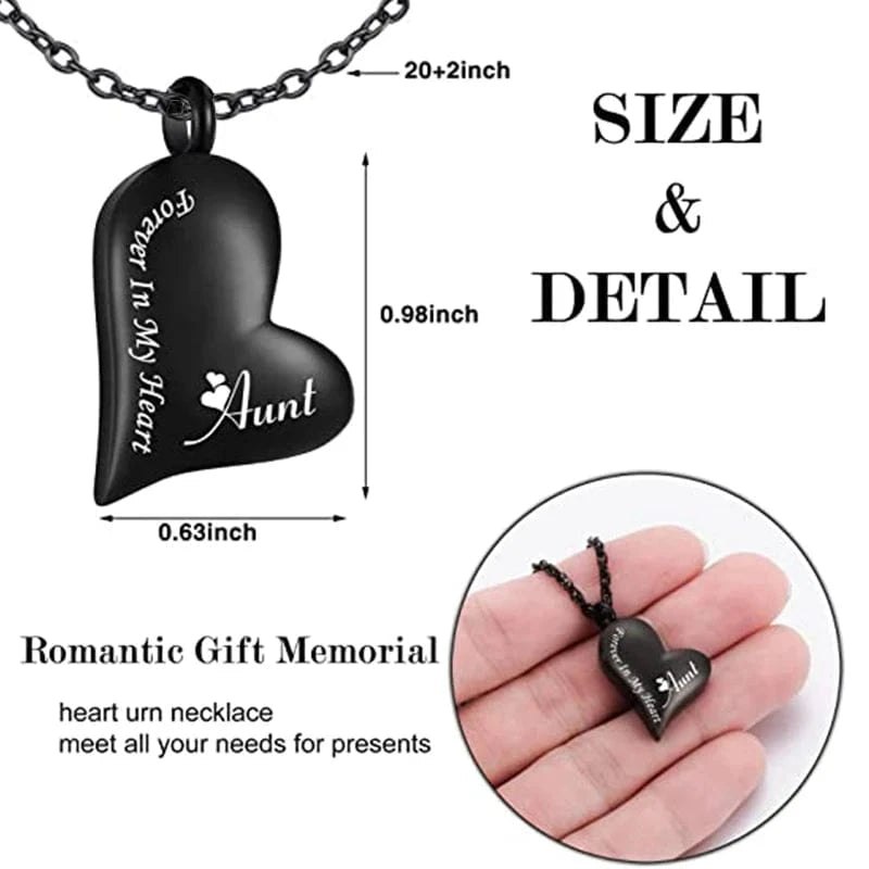 Forever in My Heart - Urn Necklace for Ashes Cremation Pendant Stainless Steel Ashes Jewelry Gift for Dad Mom Papa Husband Wife