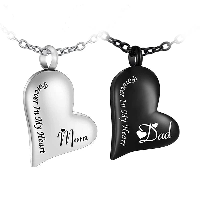 Forever in My Heart - Urn Necklace for Ashes Cremation Pendant Stainless Steel Ashes Jewelry Gift for Dad Mom Papa Husband Wife