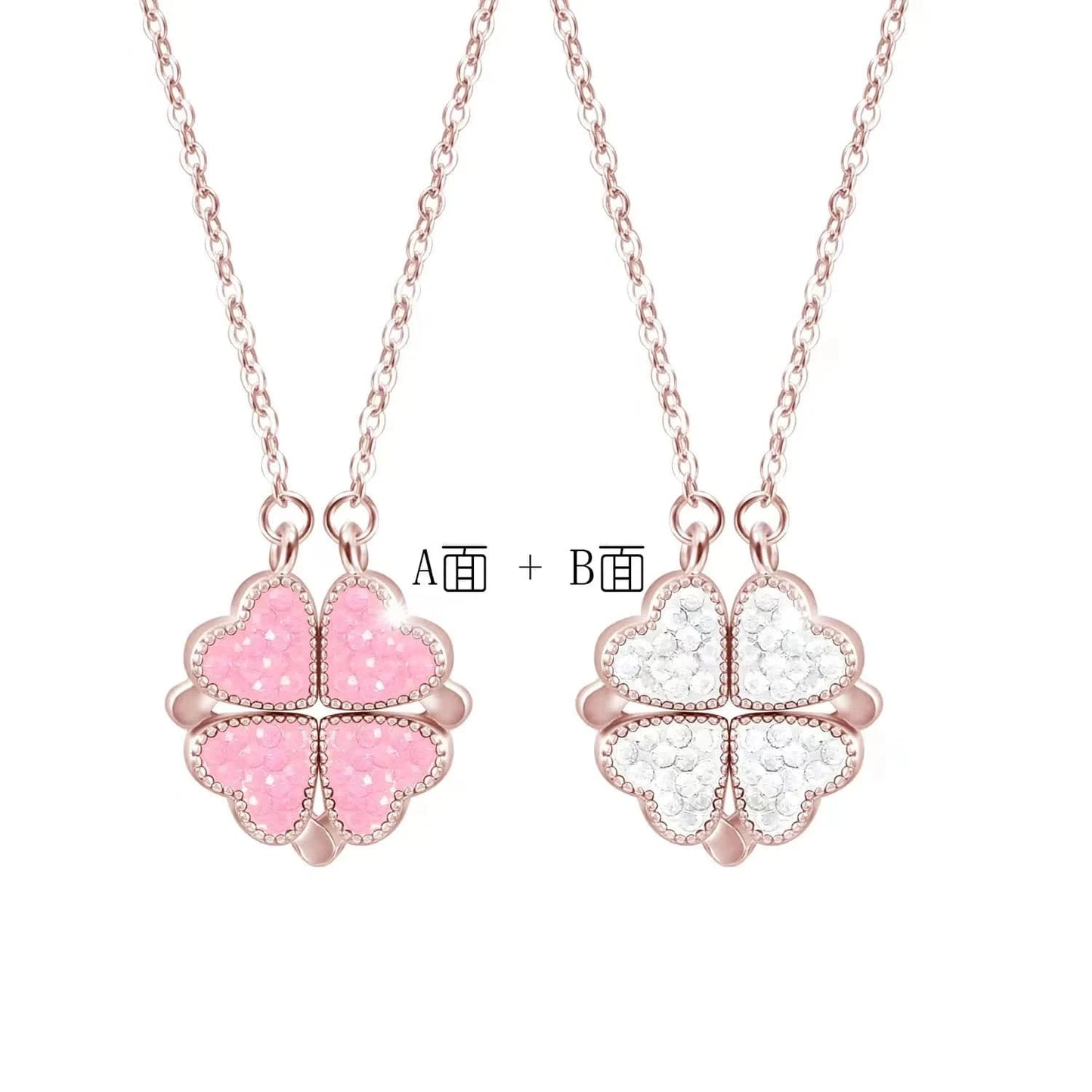 Four-leaved grass necklace Women wear a double-sided love collarbone necklace to send gifts to girlfriend Creative fashion penda