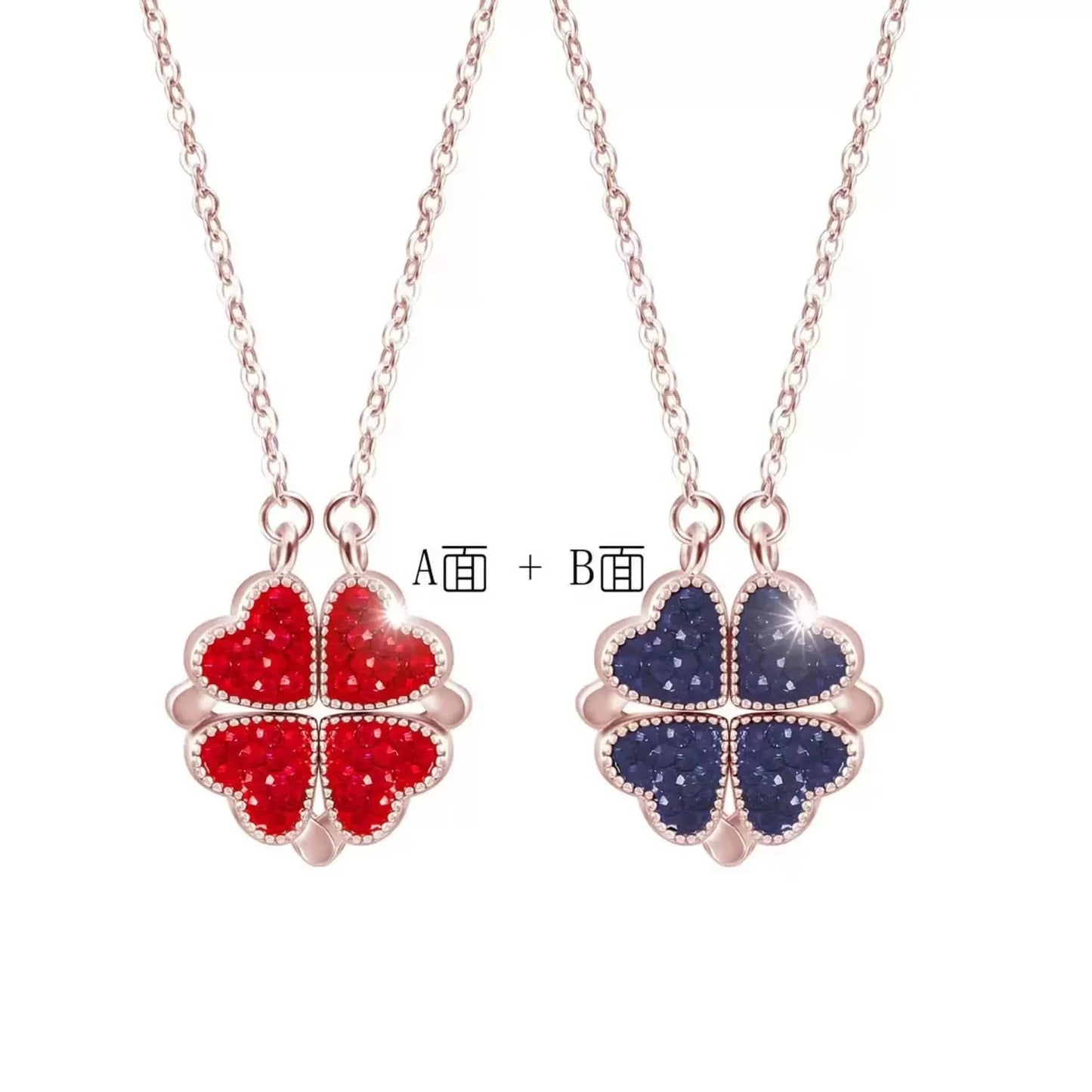Four-leaved grass necklace Women wear a double-sided love collarbone necklace to send gifts to girlfriend Creative fashion penda