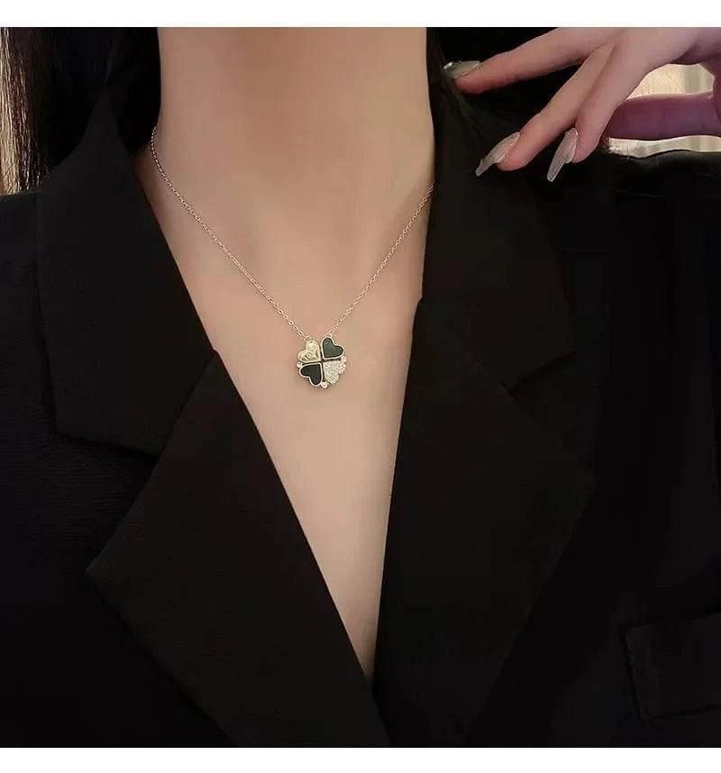 Four-leaved grass necklace Women wear a double-sided love collarbone necklace to send gifts to girlfriend Creative fashion penda