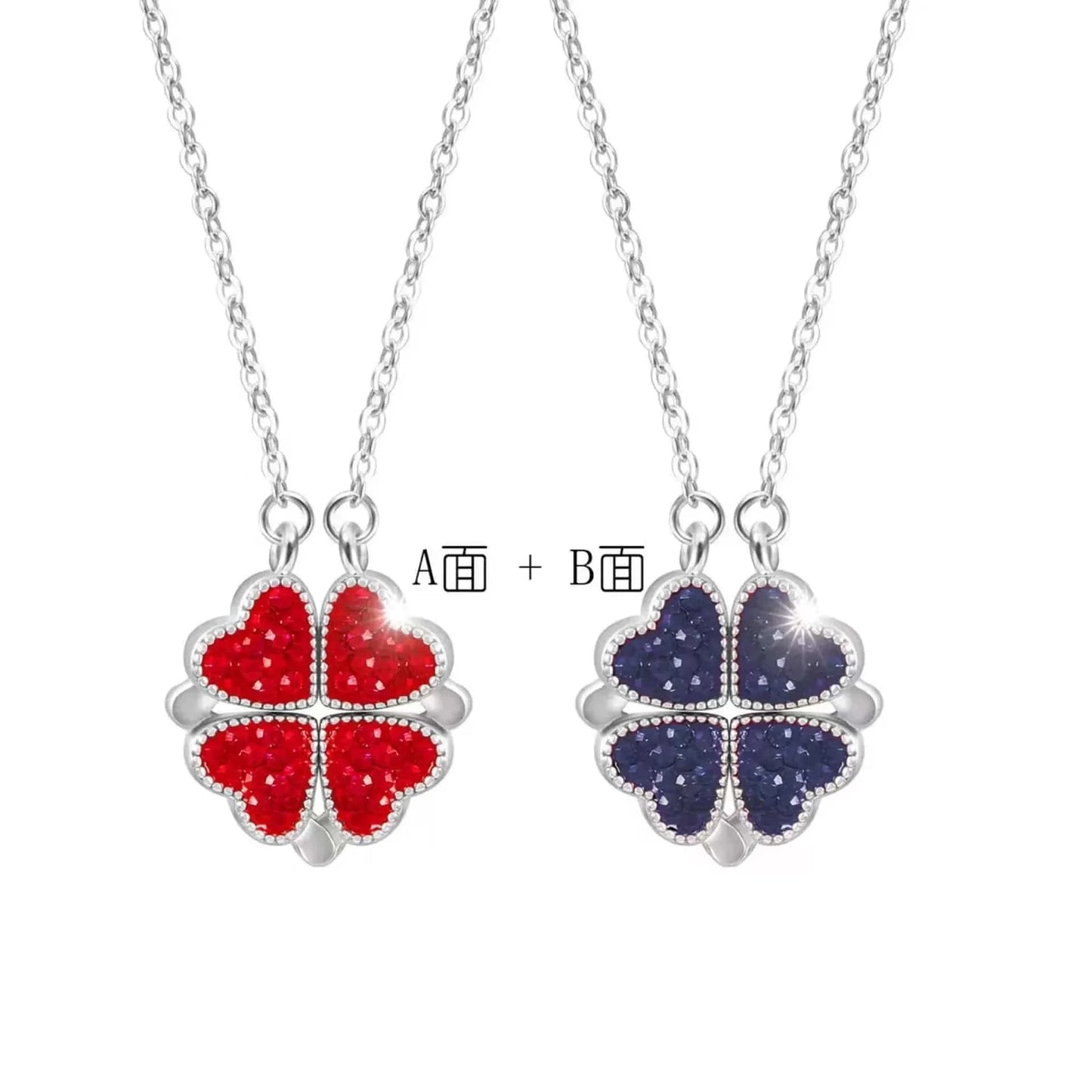 Four-leaved grass necklace Women wear a double-sided love collarbone necklace to send gifts to girlfriend Creative fashion penda