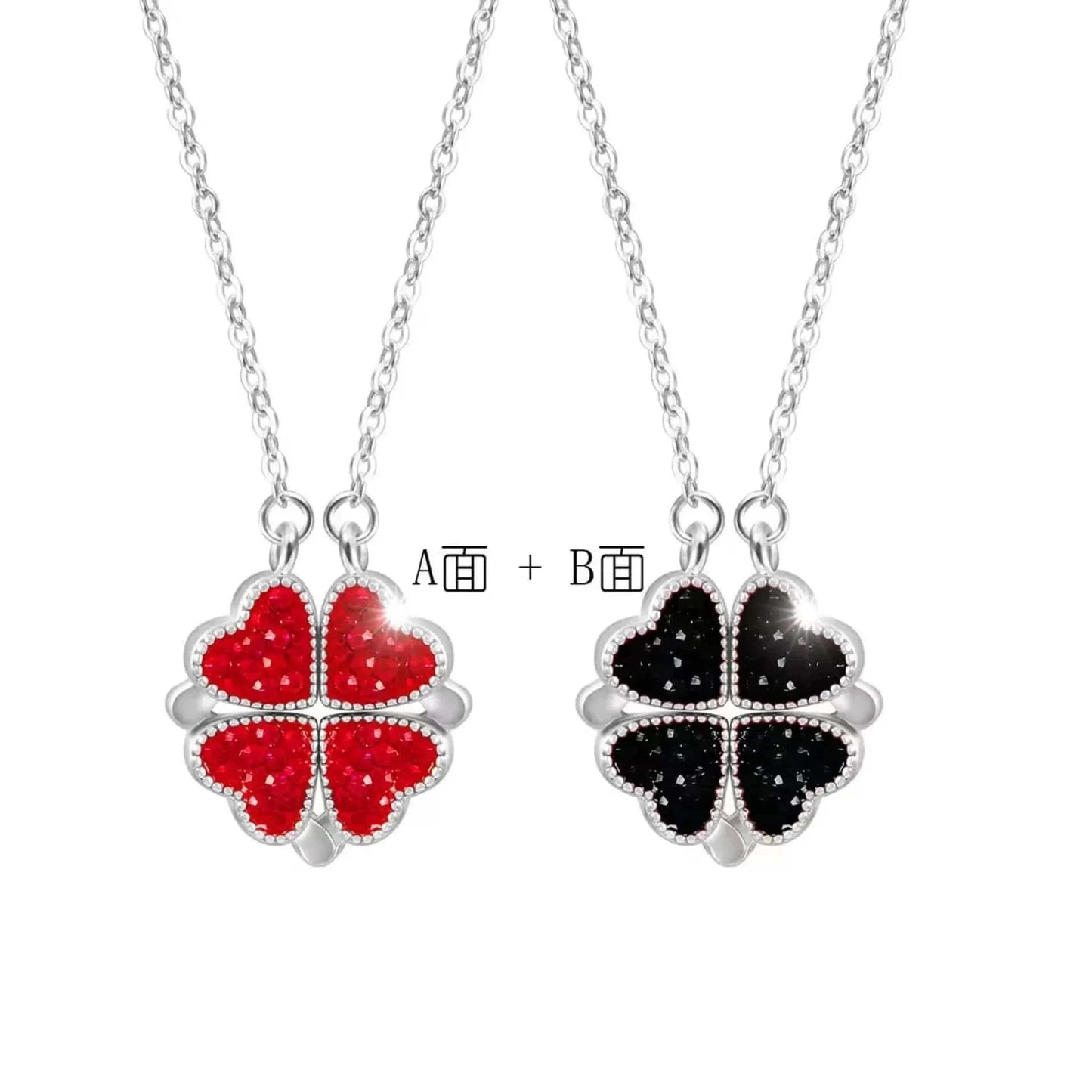 Four-leaved grass necklace Women wear a double-sided love collarbone necklace to send gifts to girlfriend Creative fashion penda