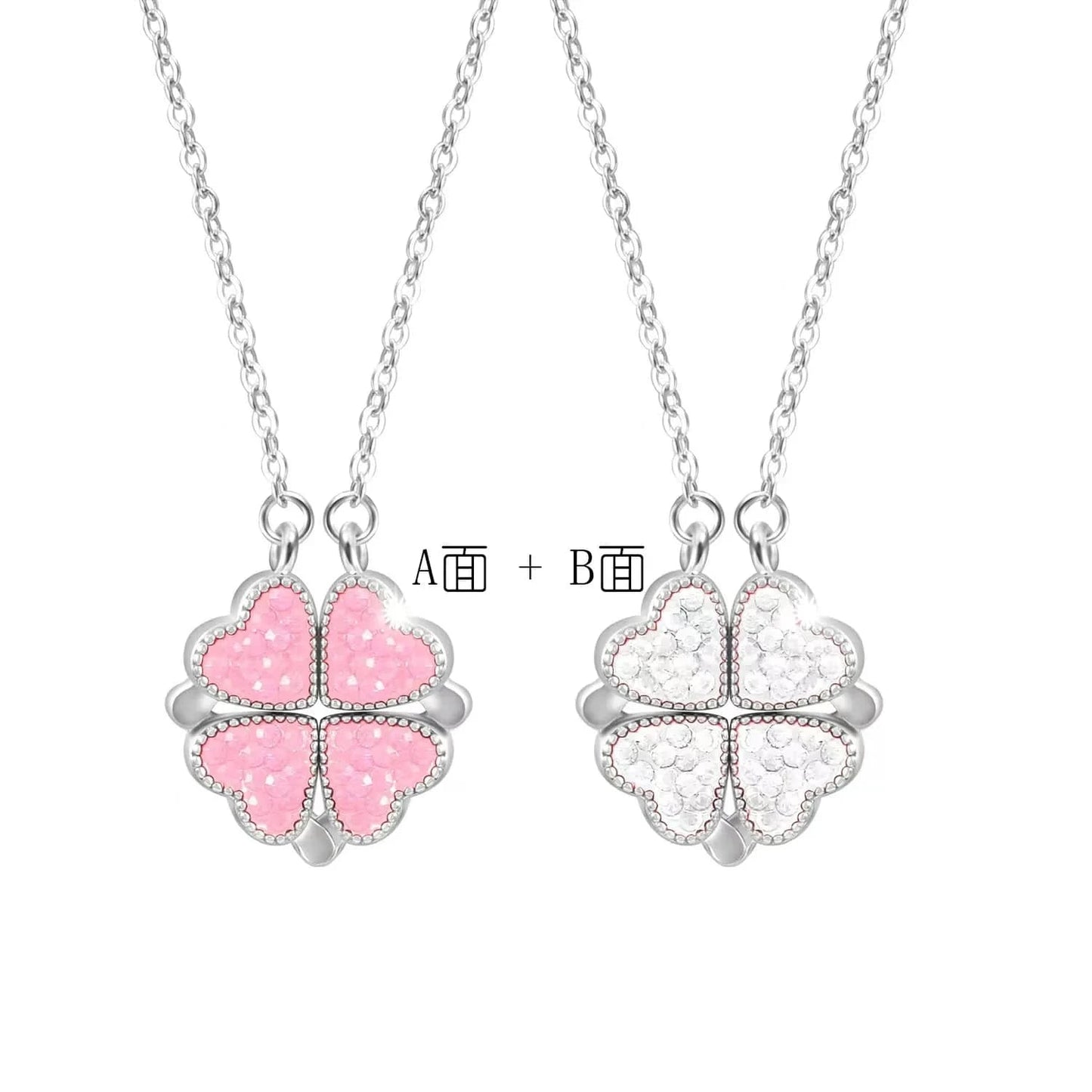 Four-leaved grass necklace Women wear a double-sided love collarbone necklace to send gifts to girlfriend Creative fashion penda