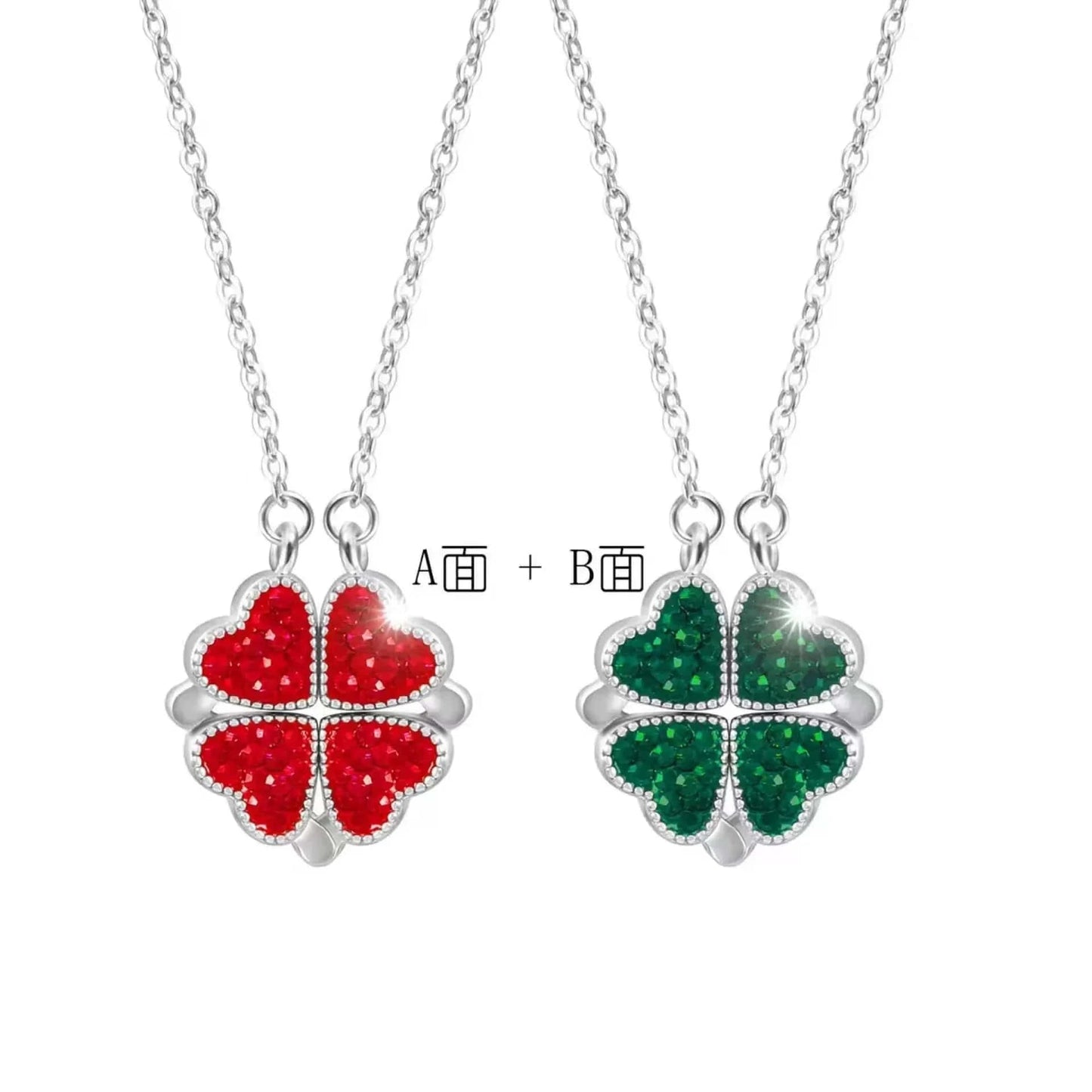 Four-leaved grass necklace Women wear a double-sided love collarbone necklace to send gifts to girlfriend Creative fashion penda