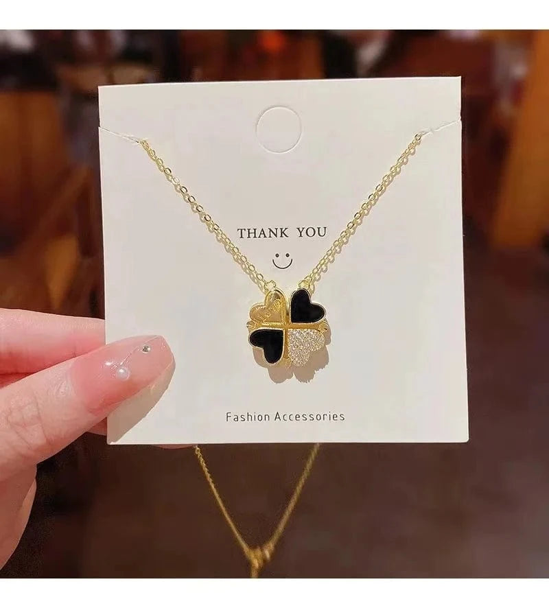 Four-leaved grass necklace Women wear a double-sided love collarbone necklace to send gifts to girlfriend Creative fashion penda