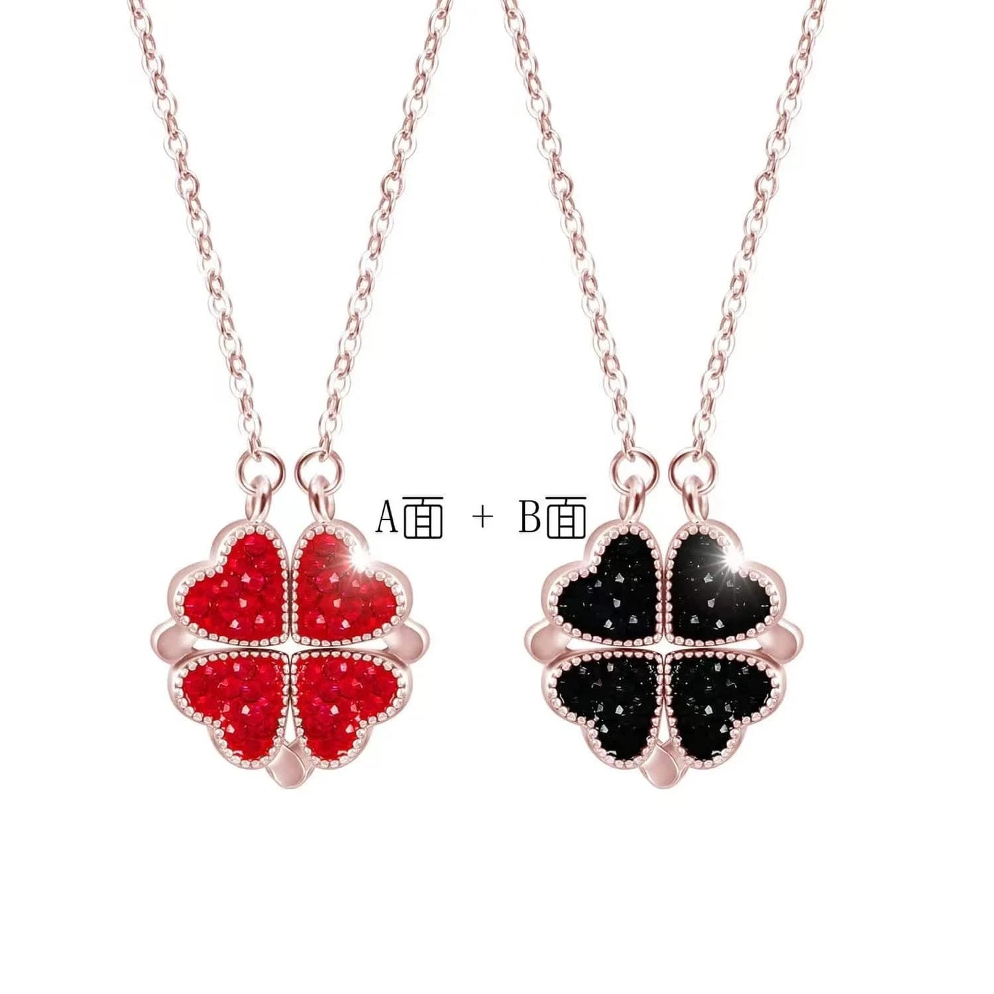 Four-leaved grass necklace Women wear a double-sided love collarbone necklace to send gifts to girlfriend Creative fashion penda