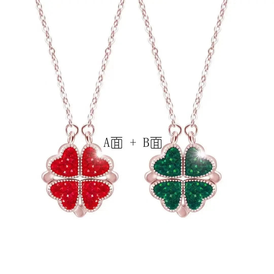 Four-leaved grass necklace Women wear a double-sided love collarbone necklace to send gifts to girlfriend Creative fashion penda