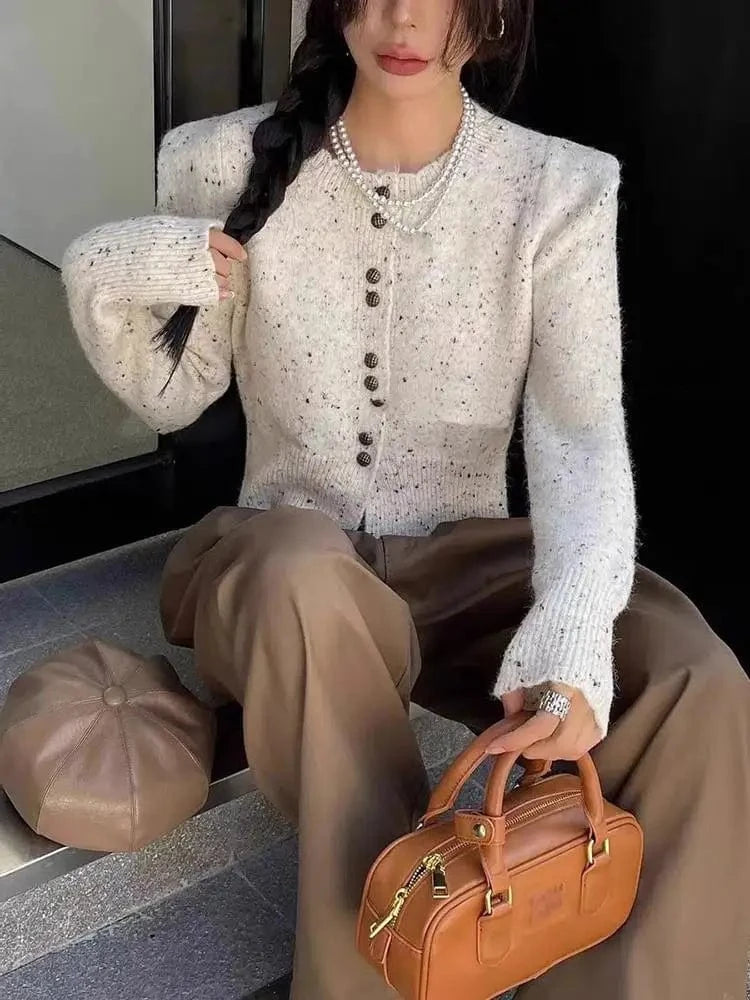 Free / Apricot 2024 Spring  lady fashionable new arrival crew neck long sleeve coat regular model sweater cardigan