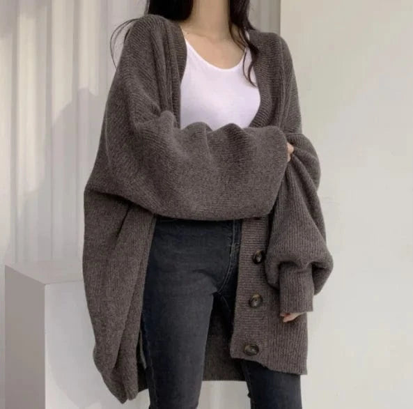 Free / Coffee Liu Ming Cheap Wholesale Winter Women Clothing Casual 2023 Fashion Long Sleeve Loose Knitted Oversized Cardigan Sweater Coat
