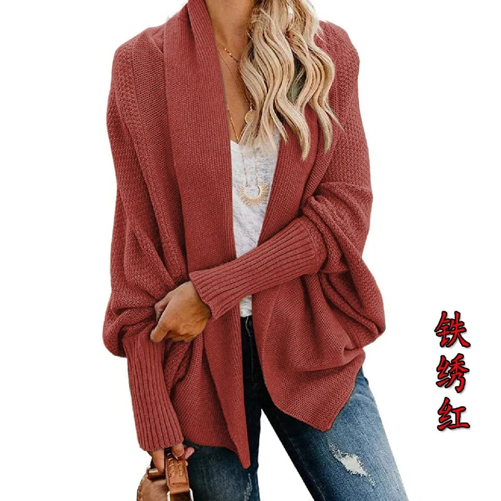 Free / CORAL RED Winter 2024 new sweater sweater cardigan plus-size women's multicolor coat
