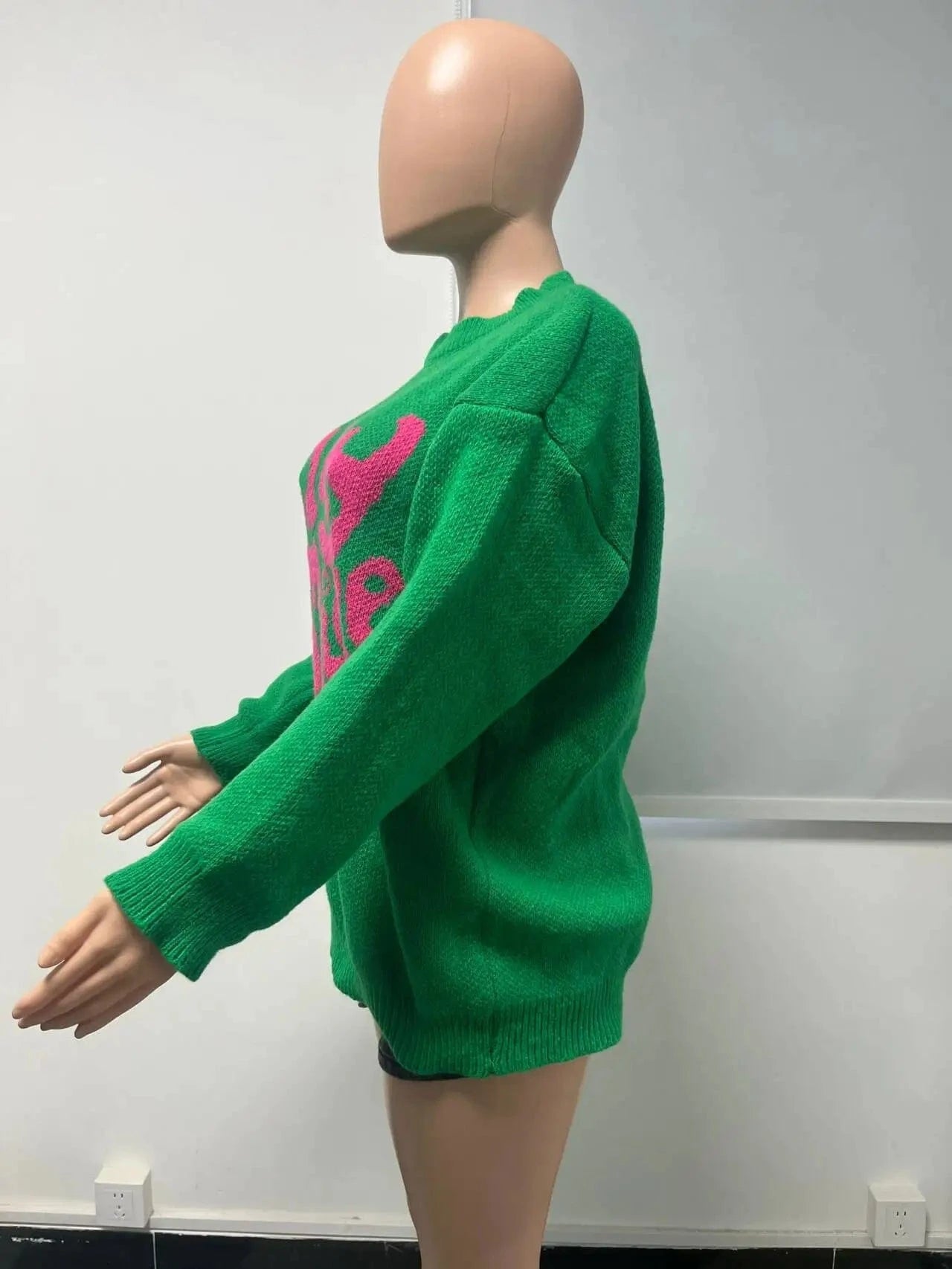 Free / Green High Quality Knitted Streetwear Clothing One Size Cotton Oversize Knitwear Sweater Women Wool Ladies Winter Sweaters