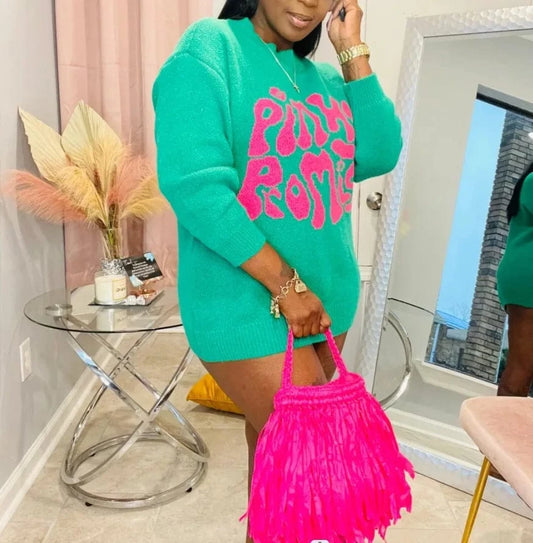 Free / Green High Quality Knitted Streetwear Clothing One Size Cotton Oversize Knitwear Sweater Women Wool Ladies Winter Sweaters