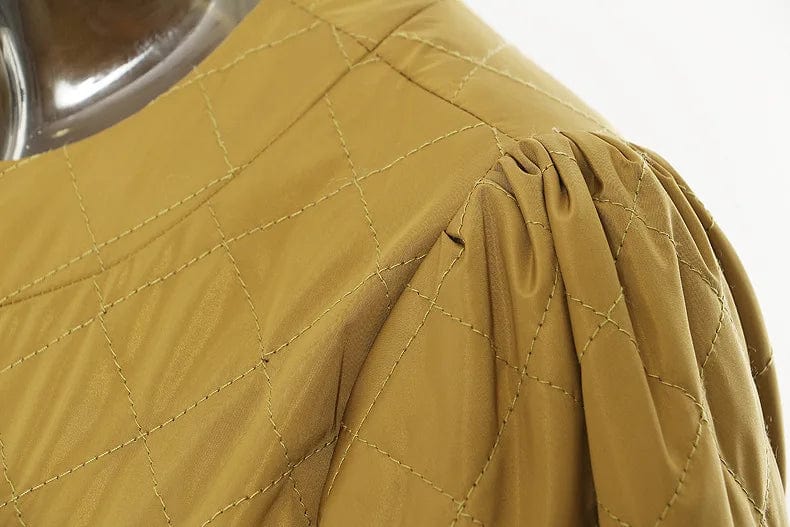 Free / Green OUDINA 2024 New Clothes Spring Round Neck Padded High Waist Loose Cotton Dress Plus Size Long Women's Dresses