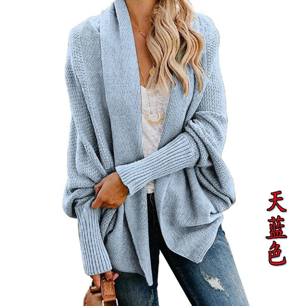 Free / Light Blue Winter 2024 new sweater sweater cardigan plus-size women's multicolor coat