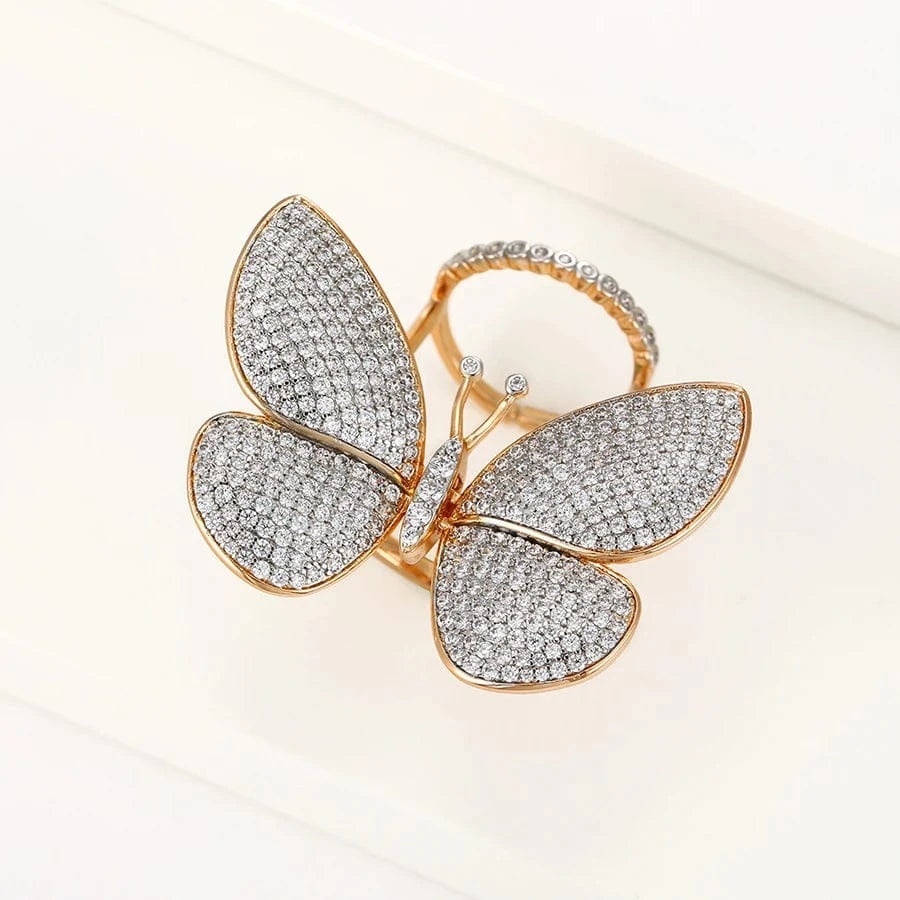Free / Multicolor 15827 xuping jewelry royal animal styling series exquisite butterfly full diamond luxury diamond ring