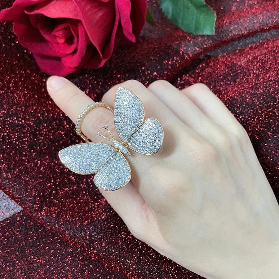 Free / Multicolor 15827 xuping jewelry royal animal styling series exquisite butterfly full diamond luxury diamond ring