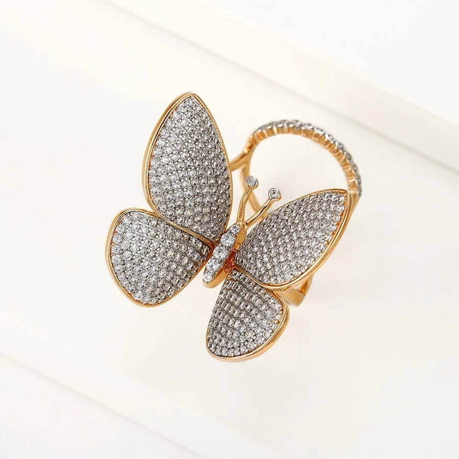 Free / Multicolor 15827 xuping jewelry royal animal styling series exquisite butterfly full diamond luxury diamond ring