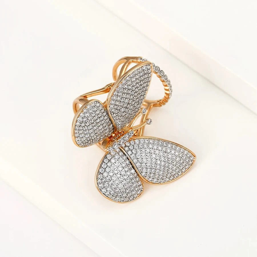 Free / Multicolor 15827 xuping jewelry royal animal styling series exquisite butterfly full diamond luxury diamond ring