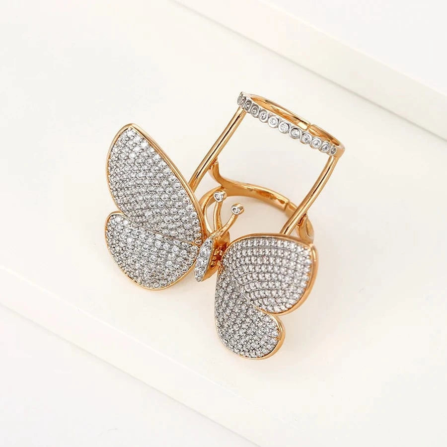 Free / Multicolor 15827 xuping jewelry royal animal styling series exquisite butterfly full diamond luxury diamond ring