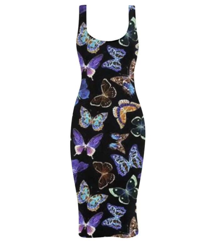 Free Sample 40+ Style Sleeveless Bodycon Tank Long Dress Women 2024 Stretch Party Night Club Streetwear Casual Ladies Dresses