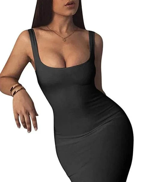 Free Sample 40+ Style Sleeveless Bodycon Tank Long Dress Women 2024 Stretch Party Night Club Streetwear Casual Ladies Dresses