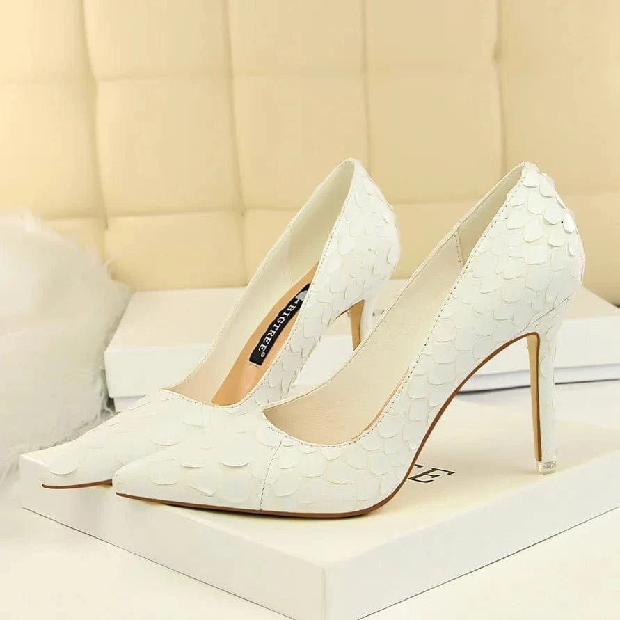 Free Shipping High-End Unique Fish Scale Design Stiletto Heeled Sandals for Ladies