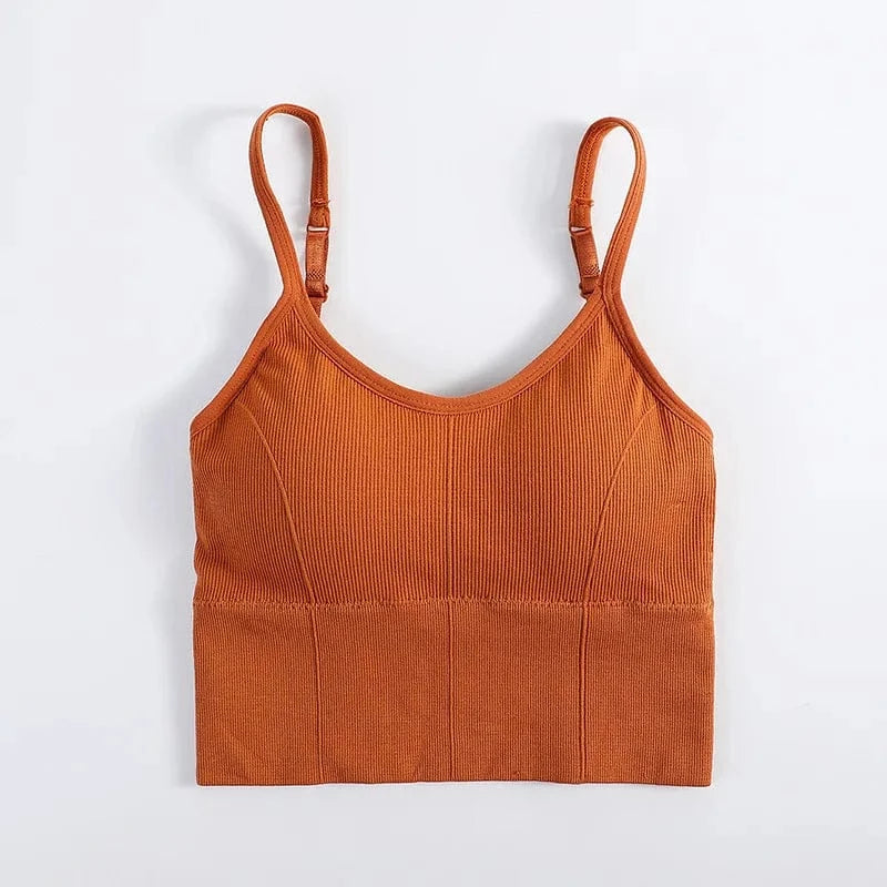 Free Size / Orange Breathable Sports Bra Anti-sweat Fitness Top Seamless Yoga Bra Workout Shockproof Crop Top Push Up Gym Shapewear Bra for Women