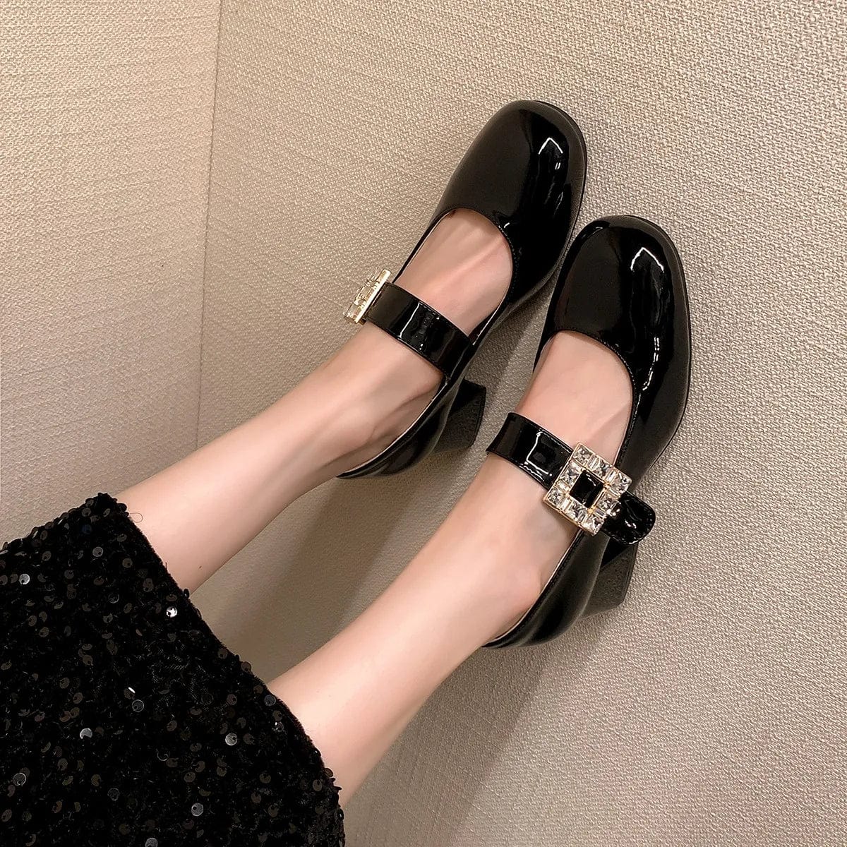French Mary Jane Shoes size 35-40 Side Buckle Fairy Style High Heels for women