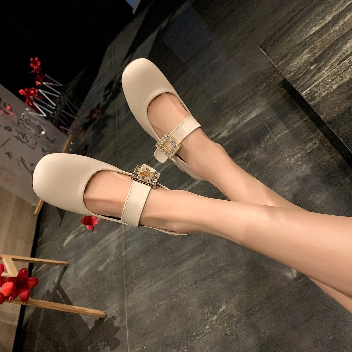 French Mary Jane Shoes size 35-40 Side Buckle Fairy Style High Heels for women