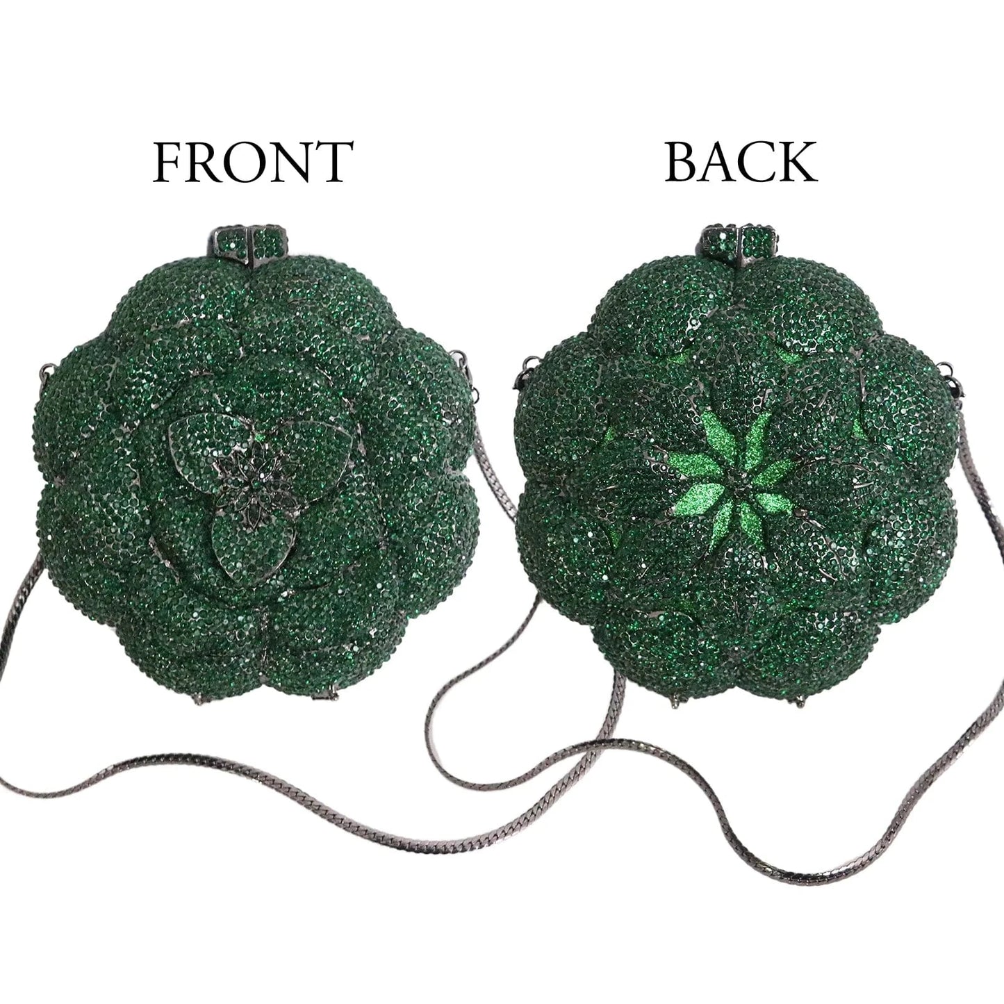 Full dark green Custom Banquet Dress Rhinestone Bag Rose Diamond Clutches Luxury Flower Woman Gown Crystal Clutch Bag for Women Luxury Gold