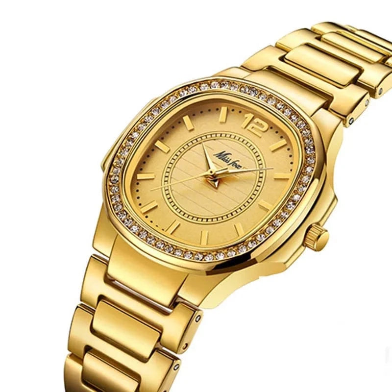 full gold montre femme missfox 2549 Watch ice new rhinestone Ladies hombre Luxury Brand Diamond Quartz Gold Wrist Watch Gifts For Women