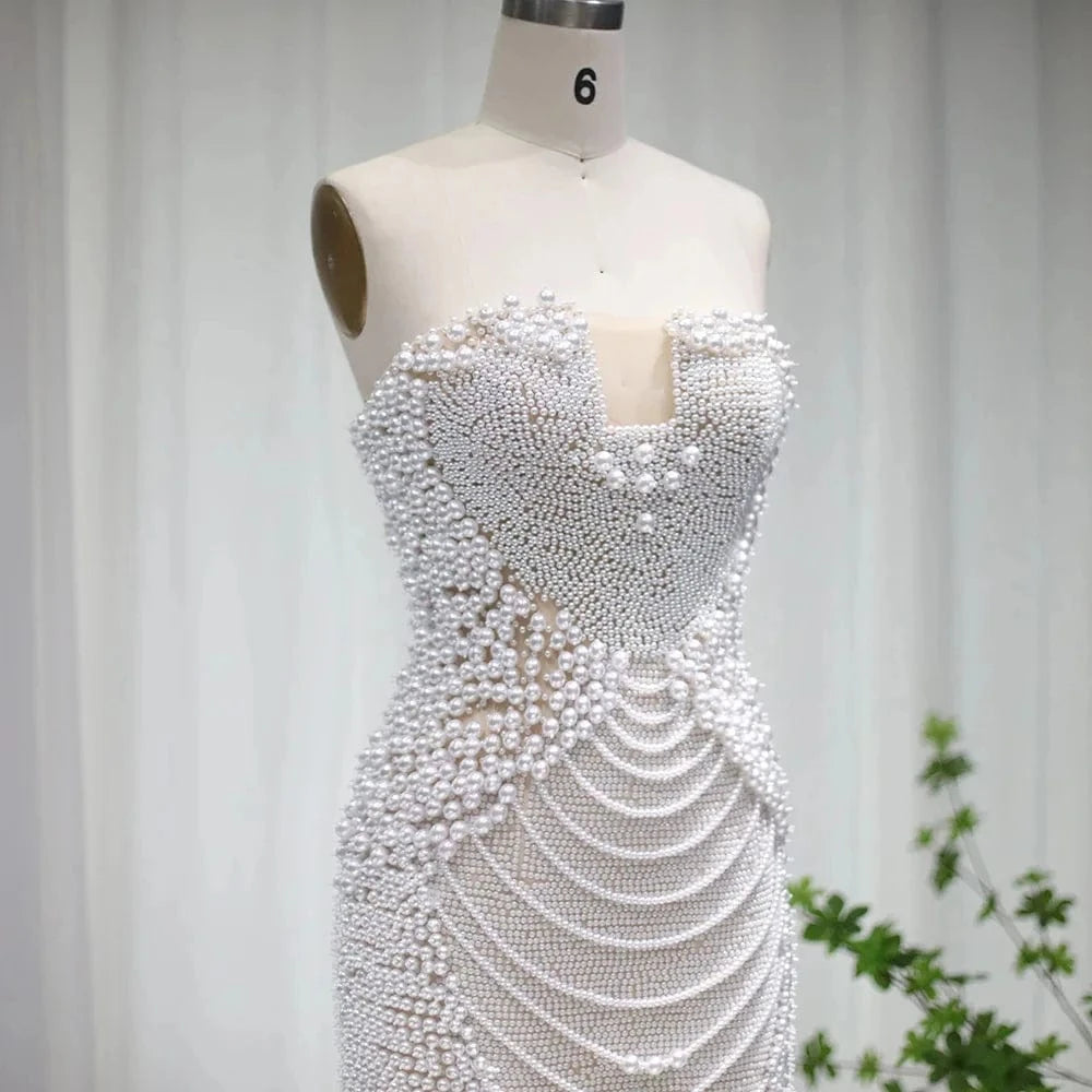 Full Pearls Luxury Short Prom Dresses 2024 Sexy Mini Cocktail Party Dress for Women Wedding Evening Birthday RM029