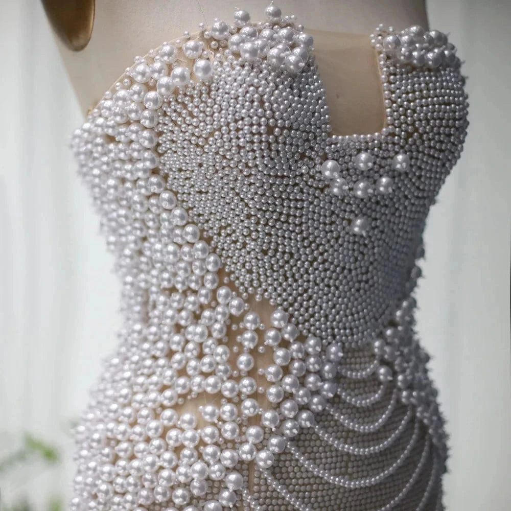 Full Pearls Luxury Short Prom Dresses 2024 Sexy Mini Cocktail Party Dress for Women Wedding Evening Birthday RM029