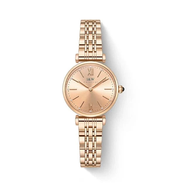 Full Rose Gold Montres Femmes CARNIVAL Brand Fashion Watches Ladies Luxury Girls Rose Gold Quartz Wrist Watch for Women Waterproof Reloj Mujer