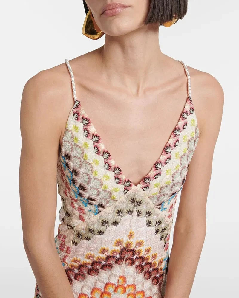 GACVGA Sexy Crochet V Neck Halter Maxi Dress Women New Summer Fashion Sleeveless Backless Slim Knitted Long Dress