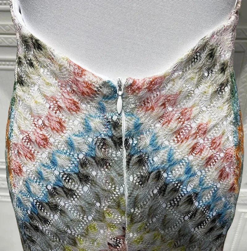 GACVGA Sexy Crochet V Neck Halter Maxi Dress Women New Summer Fashion Sleeveless Backless Slim Knitted Long Dress