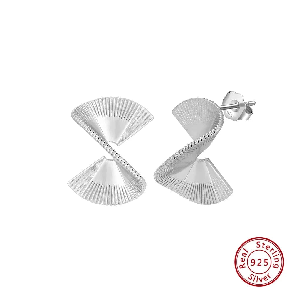 GAE03-P GAE03 RINNTIN Luxury Jewelry Geometric Texture 925 Sterling Silver Statement 14K Gold Plated Stud Earrings