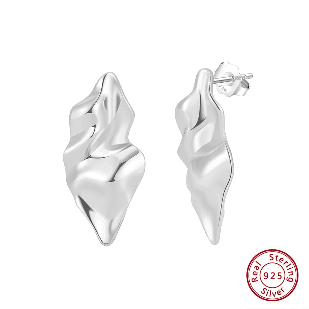GAE04-P GAE04 RINNTIN Minimalist Fashion Silver 14K Gold Plated Irregular Hammer Stud Earrings Women Designer Chunky Earring Jewelry