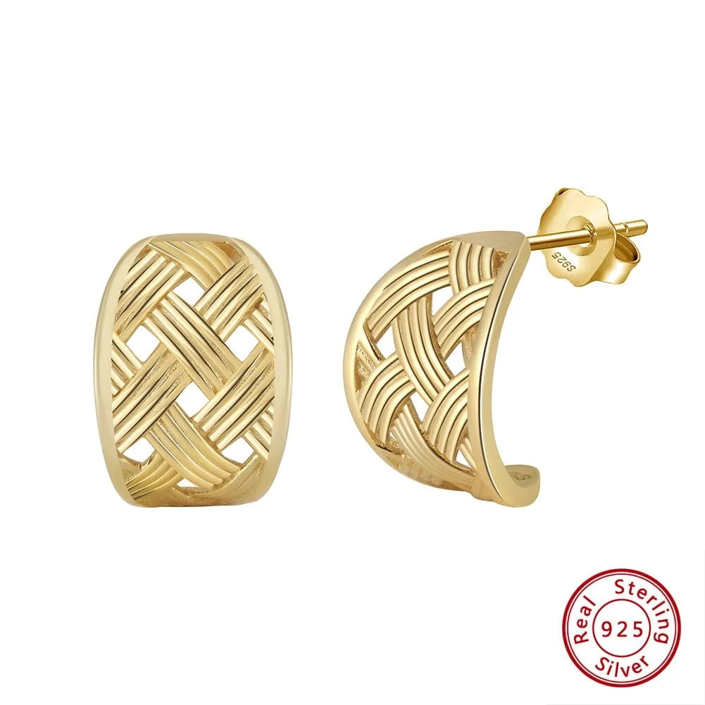 GAE06-14K GAE06 RINNTIN Hollow Gold Plated 925 Silver Teardrop Twisted Waterdrop Earrings Women Minimalist Statement Fashion Stud Earring