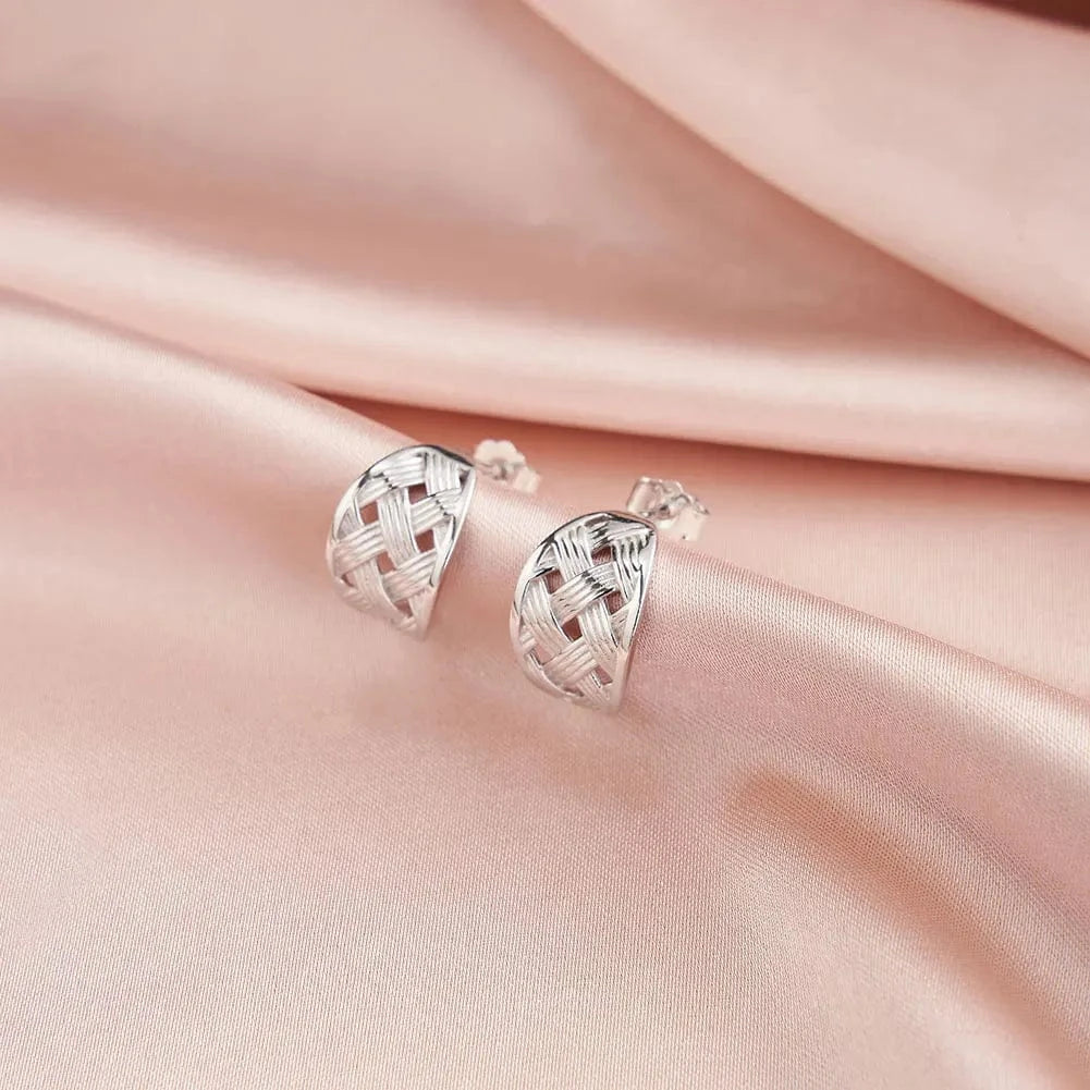GAE06 RINNTIN Hollow Gold Plated 925 Silver Teardrop Twisted Waterdrop Earrings Women Minimalist Statement Fashion Stud Earring