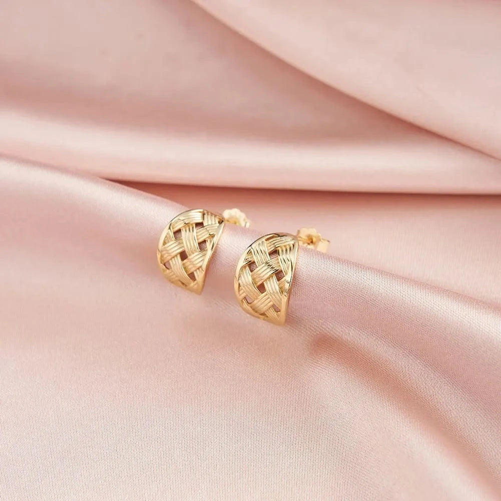 GAE06 RINNTIN Hollow Gold Plated 925 Silver Teardrop Twisted Waterdrop Earrings Women Minimalist Statement Fashion Stud Earring