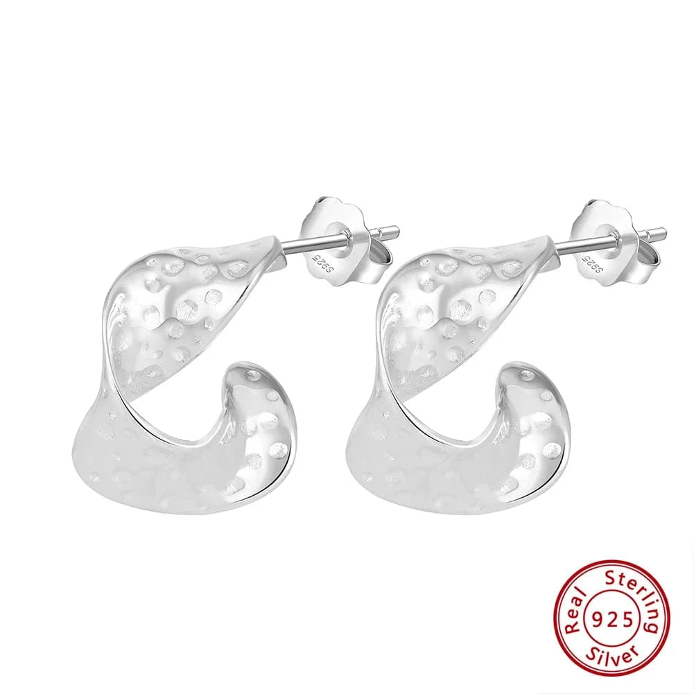 GAE07-P BGAE07 RINNTIN Silver Fashion Designer Chunky Earrings 14K Gold Plated Irregular Hammer Hoop Earrings Women Jewelry