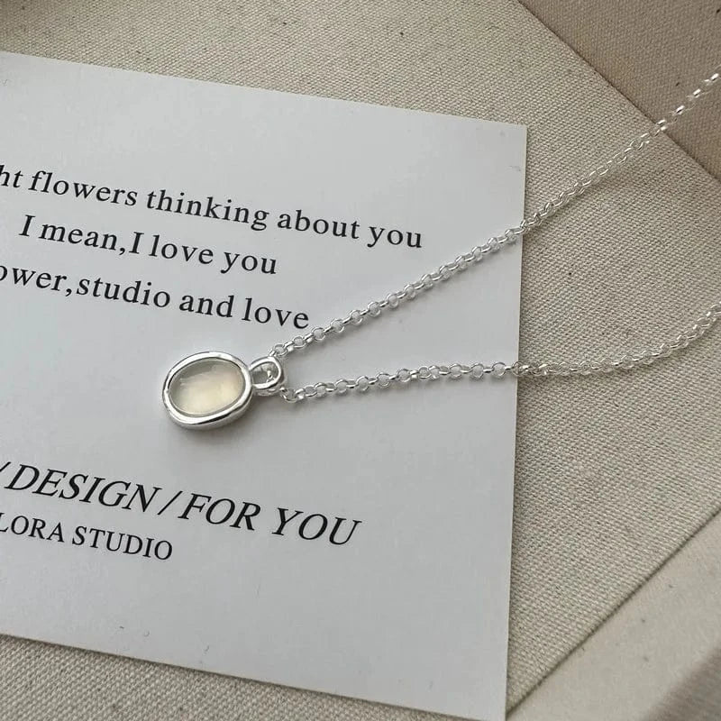 Geometric 925 Sterling Silver Black White Agate Round Pendant Necklaces For Women Christmas Gifts Jewelry