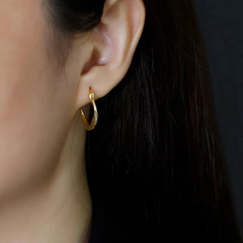 Geometric High Quality Twist Round Hoop Earrings For Women Wholesale 925 Sterling Silver Jewelry Gifts
