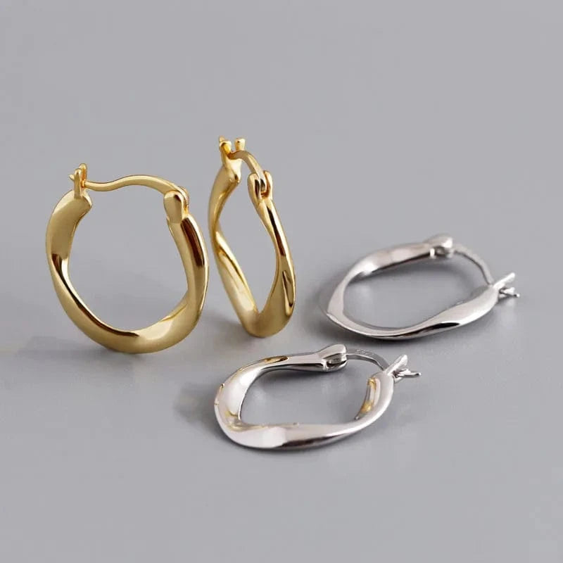 Geometric High Quality Twist Round Hoop Earrings For Women Wholesale 925 Sterling Silver Jewelry Gifts