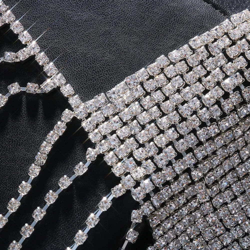 Geometric Layered Shiny Rhinestone Breast Chain Sexy Bra Chain Body Jewelry For Women Carnival Accessories