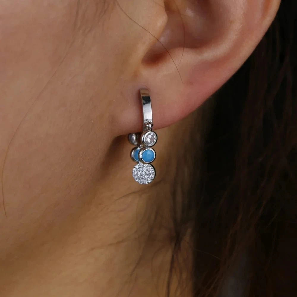 geometric round cz turquoise dots charm small hoop earring for women fashion jewelry