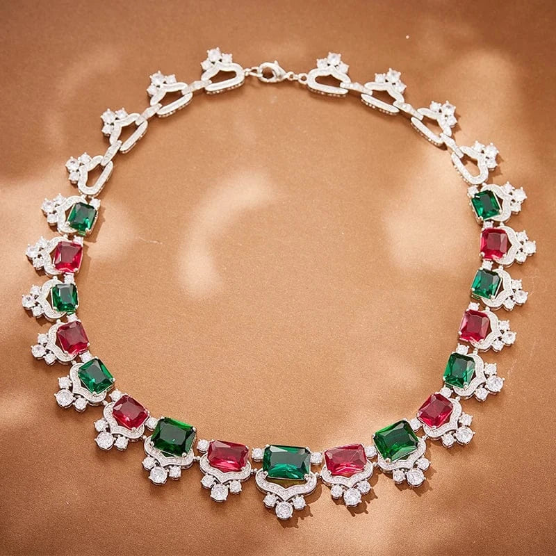 Geometry / 16inches / Platinum Indian jewelry color zircon dinner dress accessories wholesale Top supplier plating 18K gold jewelry wholesale for women's
